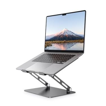 Imagem de JOIOT Suporte ajustável para laptop ergonômico para computador, suporte de alumínio para mesa, suporte de notebook portátil, compatível com laptops de 10 a 17,3 polegadas, preto