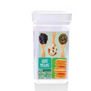 Imagem de Pote Hermetico Acrilico 1,2 Lts M Quadrado Empilhavel Nilluc, Branco