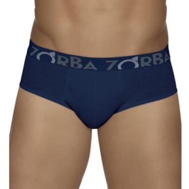 Imagem de Cueca Zorba Slip Stylo 643 Forro Frontal 100% Algodão, Azul, Marinho, 