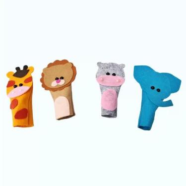Imagem de Dedoche de feltro animais da safari kit com 4 - BRINQUE E LEIA