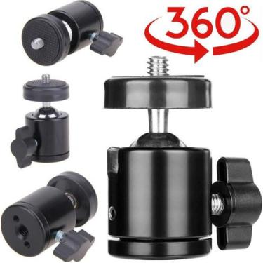 Imagem de Cabeça Tripé Ball Head Bola 1/4 Suporte Sapata 360 Graus Articulado Ri
