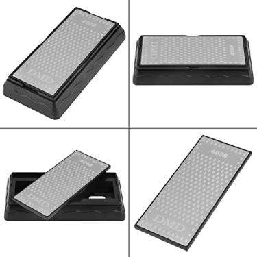 Imagem de Pedra de Afiar de Diamante Excelente Facas de Cozinha Pedra de Amolar Com Base de Sílica Gel Design de Furo Oval Dupla Face Grão 400 e 1000 para Afiar e Polir