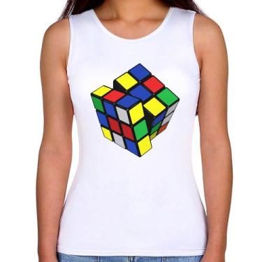 Imagem de Regata Feminina Cubo Mágico - Foca na Moda, Branco, GG
