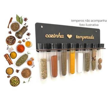 Imagem de porta tempero de parede  mdf  com 8 tubete  +funil e cartela - house d
