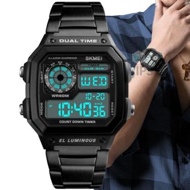 Imagem de Relógio Masculino Skmei 1335 Esportivo Digital Quadrado Led, Preto