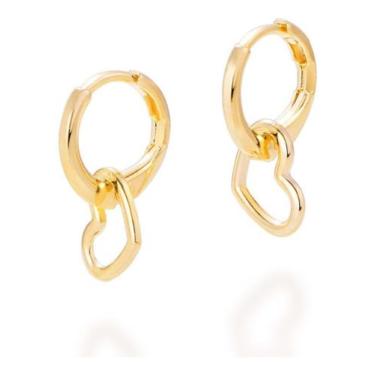 Imagem de Brinco Rommanel Argola Com Coração Vazado 526588, Branco, unico