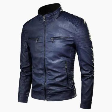 Imagem de jaqueta masculina moto moderna azul escura -GG - Vmong 