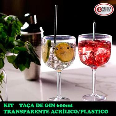 Imagem de KIT 10 TAÇAS DE GIN 600ml ACRÍLICO TRANSPARENTE - Buteco e Decor