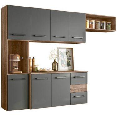 Imagem de Cozinha Suspensa Juliete 7 Portas 2 Gavetas Carvalho Rústico/Chumbo Ni