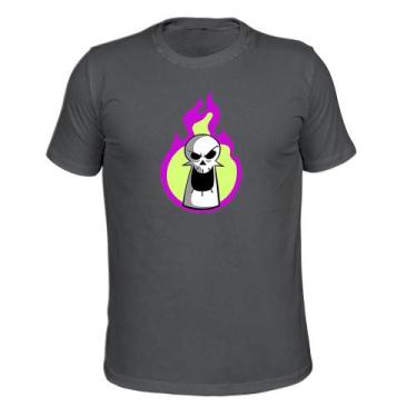 Imagem de Camiseta Plus Size Confortável Malha 30.1 Estampada Caveira Fogo - Sur