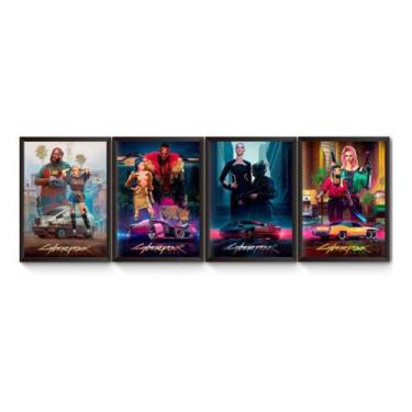 Imagem de Kit 4 Quadros Cyberpunk 2077 Poster Moldurado - Fanarte