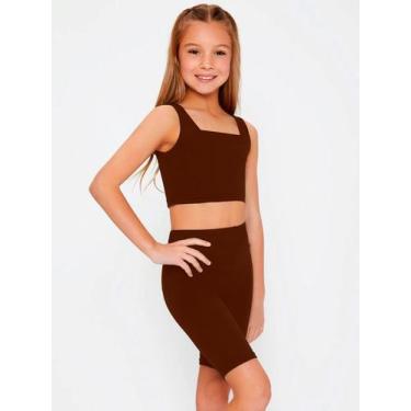 Imagem de Conjunto Treino Top e Short Menina Infantil Esporte Ginástica Fitness 
