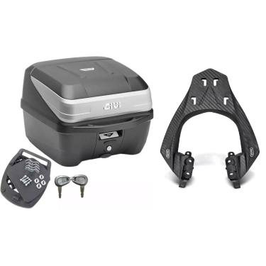 Imagem de Kit Baú Moto 33L Monolock Traffic Iii-T33nbr + Bagageiro Fz15 2023 2024