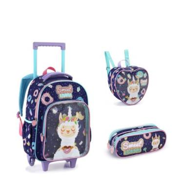 Imagem de Mochila Rodinha Infantil com Lancheira e Estojo - Denlex