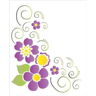 Imagem de Stencil Simples Cantoneira Flor 1159 20x25 Opa