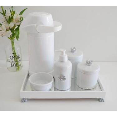 Imagem de Kit Higiene Bebe Completo K030 Prata Moderno Porcelanas Bandeja Menino