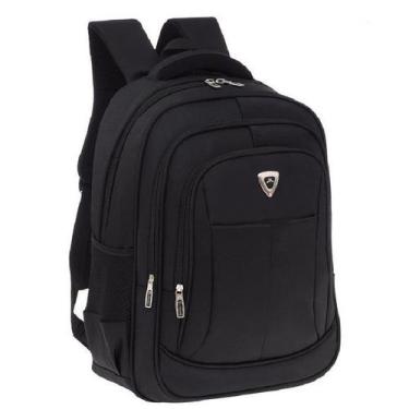 Imagem de Mochila Masculina Impermeável Faculdade Alça Reforçada Cor Preto Desen