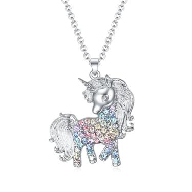 Imagem de Colar cavalo/gato/axolote/unicórnio/guaxinim/canguru/t-rex/elefante/chihuahua/golden retriever/coala/cabra/vaca, presentes para meninas e mulheres, lindo colar de cristal colorido grande animal