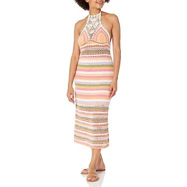 Imagem de Ramy Brook Vestido midi feminino Amal multicolorido de crochê, Multi Combo Multi Crochê, M