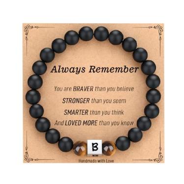 Imagem de TONY & SANDY To My Boys Pulseira masculina com inicial para adolescentes, meninos, filho, neto, sobrinho, aniversário, Páscoa, dia dos namorados, presentes de Natal para homens, 7.5 Inches, Aço