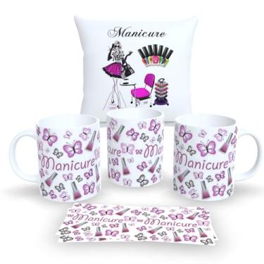 Imagem de Kit Com Almofada 30x30cm e Caneca de Porcelana Branca Profissões (Manicure 1)