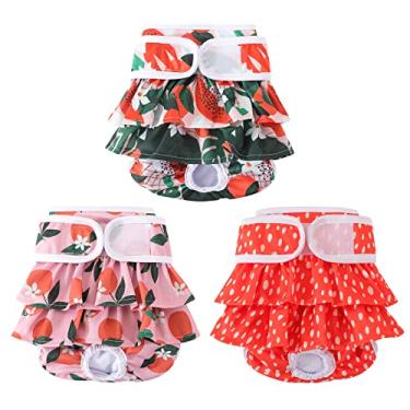 Imagem de Mengelina Fraldas Reutilizáveis para Cães Femininas, Pacote com 3 Fraldas Reutilizáveis Premium Altamente Absorventes para Cães, Fraldas Flexíveis para Cachorros, Fraldas Duráveis À Prova de Vazamento
