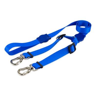 Imagem de Mood Pet Coleira Guia Dupla Para Cães Cachorro Adestramento Passeio Porte Grande Médio Pequeno (Blue, PP)