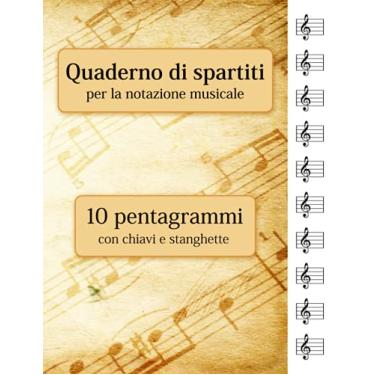 Imagem de Quaderno di spartiti per la notazione musicale - 10 pentagrammi con chiavi e stanghette