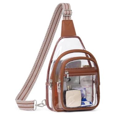 Imagem de Flowston Bolsa transparente para eventos de estádio 30 x 15 x 30 cm, bolsa transparente aprovada para estádios, bolsa tiracolo para shows, 3# Marrom - A, Esportes