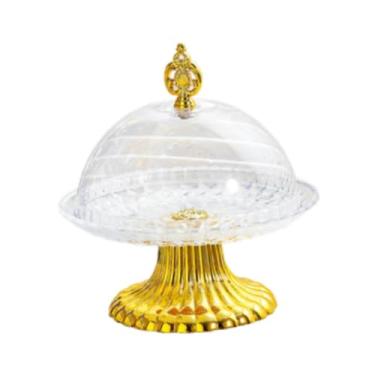 Imagem de ＫＬＫＣＭＳ Bandeja de servir bolo com tampa, bandeja de aperitivo com cúpula, suporte de frutas, prato de servir para aperitivos, eventos, restaurante, S