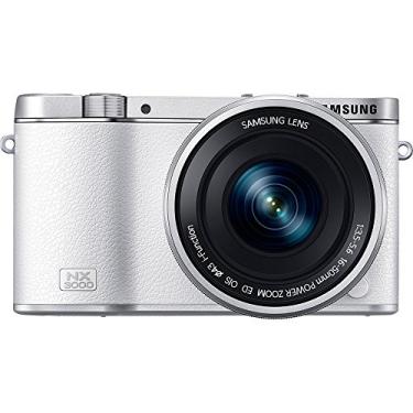 Imagem de Samsung NX3000 Câmera digital sem fio inteligente 20,3 MP Mirrorless com lente zoom de energia OIS de 16-50 mm e flash (branco)