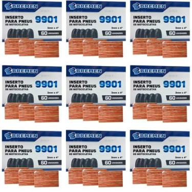 Imagem de Kit Refil Remendo com 9 Caixas Para Moto Pneu Sem Câmara Macarrão 540 