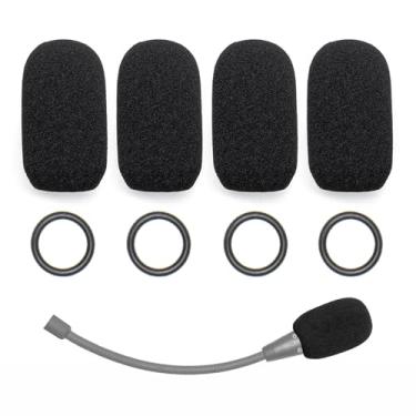 Imagem de Voarmaks Capa de microfone compatível com fones de ouvido Lightspeed Zulu, Sierra, Tango e PFX Aviation, pacote com 4 protetores de microfone de espuma + 4 anéis de vedação de silicone