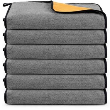 Imagem de Kit 06 Panos Dupla Face Flanela E Microfibra Toalha Limpeza Casa Carro
