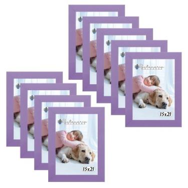 Imagem de Kit 9 Molduras Porta Retrato 15X21 Lilás - Santamaria Molduras