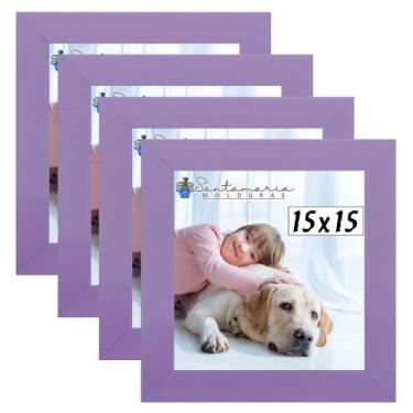 Imagem de Kit 4 Porta Retrado Molduras 15x15 Lilás - Santamaria Molduras