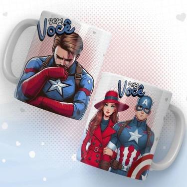 Imagem de Caneca Sem você/ Com você - super heróis - Pammy studio, capitão améri