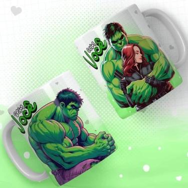 Imagem de Caneca Sem você/ Com você - super heróis - Pammy studio, hulk