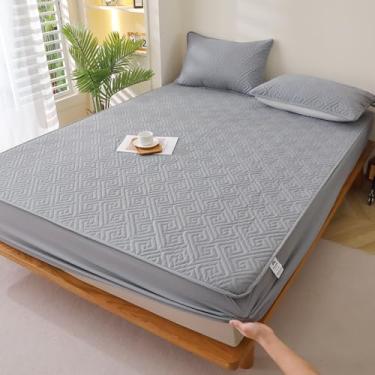 Imagem de Protetor de Colchão Impermeável Lençol Simples Cor Sólida Capa de Colchão Amigável à Pele Respirável Queen King Size Colchão com Bolso Profundo Decoração de Quarto Cinza-1||King: 180.3x200.7 cm (3pcs)