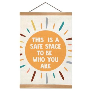 Imagem de ZTGDA Cartazes de saúde mental, este é um espaço seguro, decoração de sala de aula boho, artigos de consultoria de escritório de terapia, suprimentos para conselheiros escolares, decoração de arte de