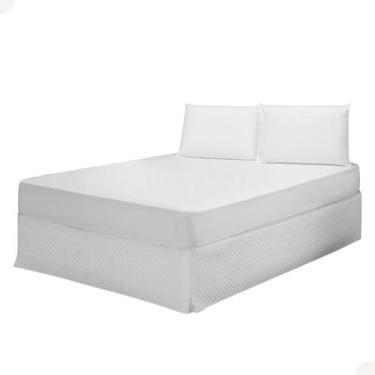 Imagem de Saia Para Box Matelada Cama King Branco Quadriculado - MR Enxovais, Br