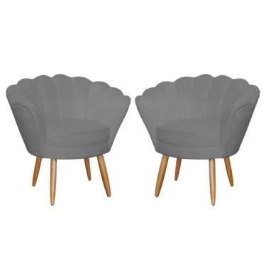 Imagem de Kit 02 Poltrona Decorativa Pétala belo tok - Suede - Petala, Cinza