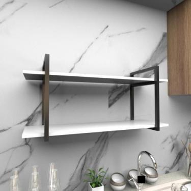 Imagem de Prateleira industrial com dois níveis cor branco 43x28x92 - E-nichos