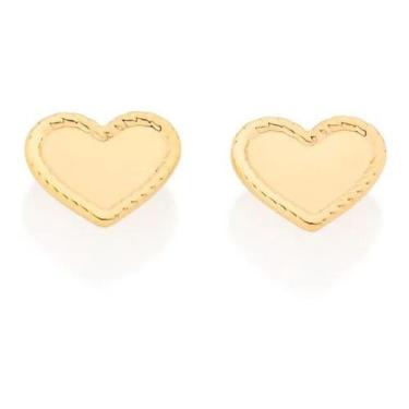 Imagem de Brinco Rommanel Coração Liso Com Bordas Trabalhadas 526914, Branco, un