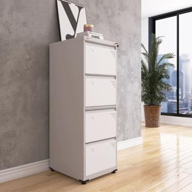 Imagem de Gaveteiro Arquivo de Aço 4 Gavetas Of04sltcm Cinza/Branco