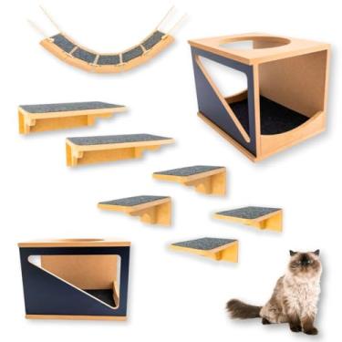 Imagem de Playground Gato 9 Peças - Frente Triangular - Super Resistente Montado Premium (Preto)