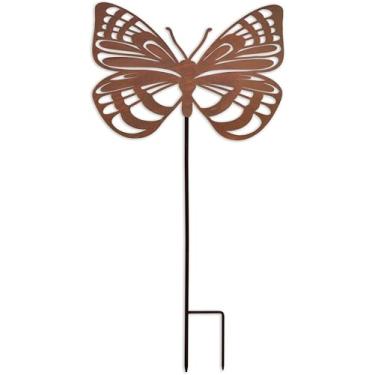 Imagem de Sunset Vista Designs Decoração de jardim ao ar livre - Estaca de jardim com borboleta Goliath, 84 cm de altura, metal rústico