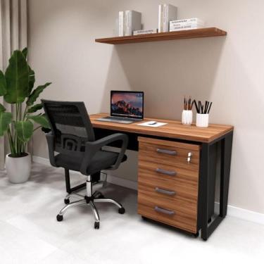 Imagem de Mesa Escrivaninha Industrial 135cm c/ Gaveteiro 4 Gavetas F5 - F5 Offi