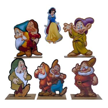 Imagem de Kit Display de Mesa 6 Peças Festa Branca de Neve 7 Anões mdf