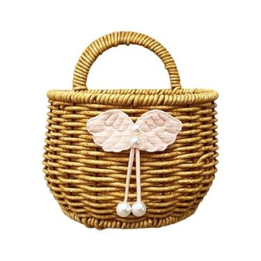 Imagem de SiaBiced Pendurar cesto de armazenamento na cesta de cesto portátil imitação recipiente de cesta de armazenamento de cesta para brinquedos de frutas vegetais, 14x10x14cm